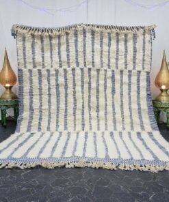 Alternative view of FADA - White And Blue Rug - Berber Beni Ourain Tufted Carpet