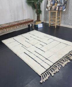White And Black Striped Rug