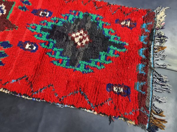 Red And Green Vintage Moroccan Rug