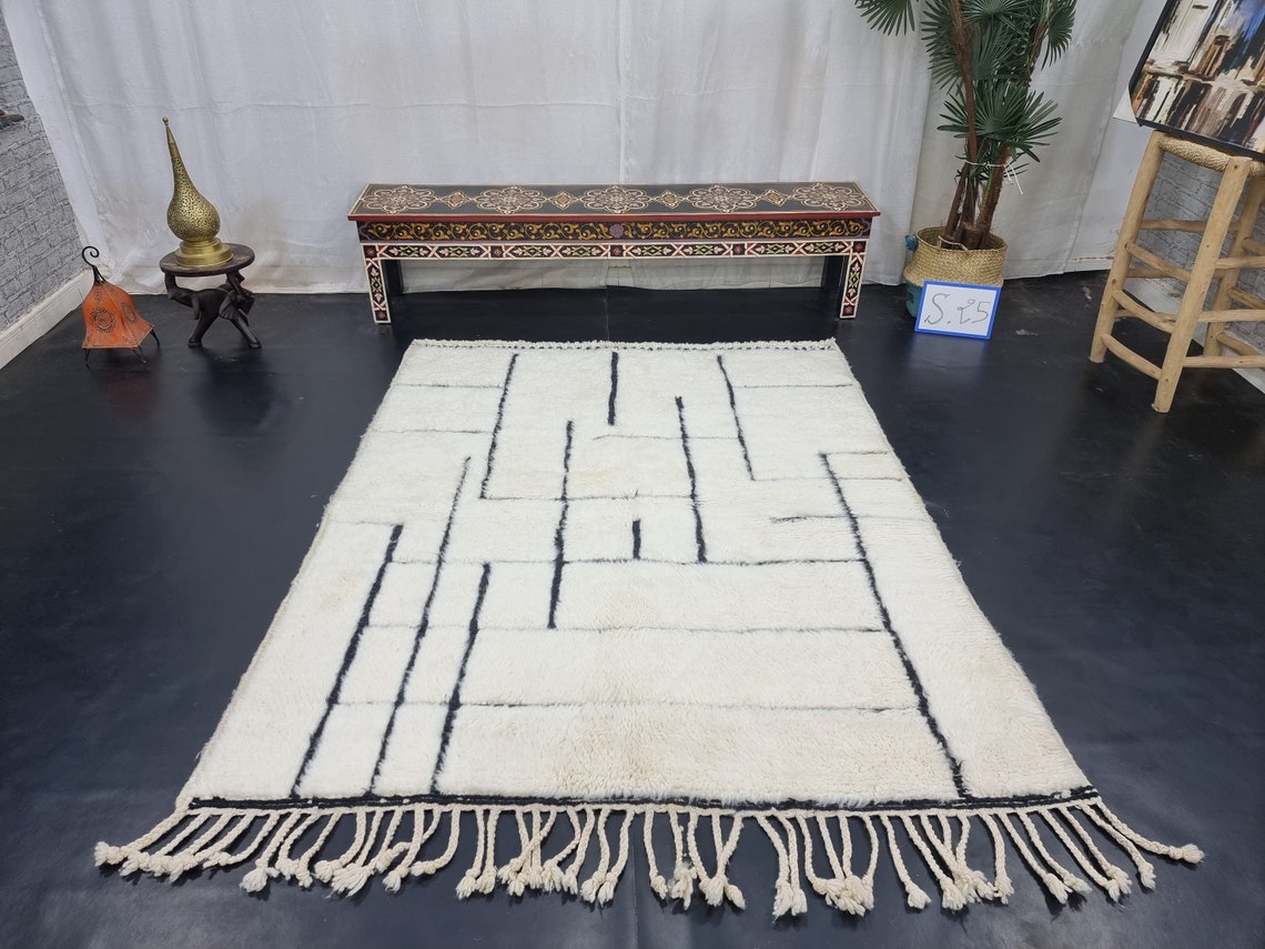 White And Black Striped Rug