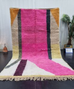 Abstract Pink And White Rug
