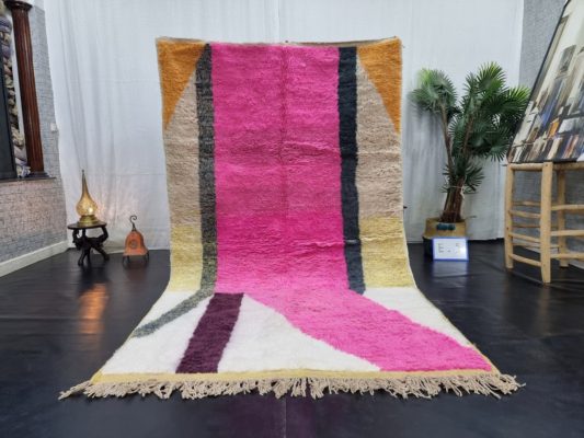 Abstract Pink And White Rug