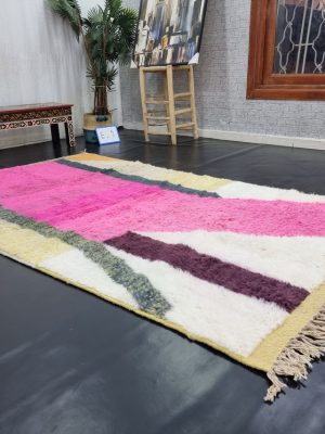 Abstract Pink And White Rug