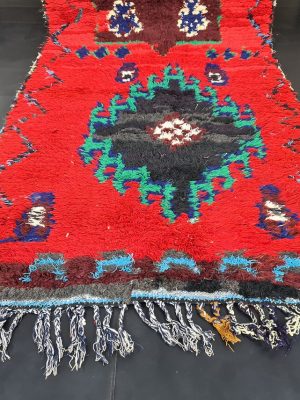 Red And Green Vintage Moroccan Rug