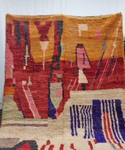 Alternative view of ISHMAL - Red And Blue Abstract Rug - Beni Ourain Carpet 6x9