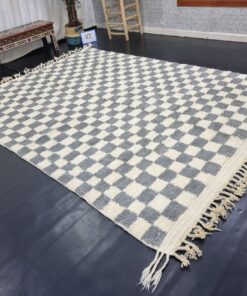Gray And White Wool Rug