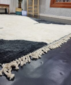 White And Black Wool Rug