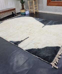 White And Black Wool Rug