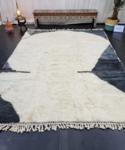 White And Black Wool Rug