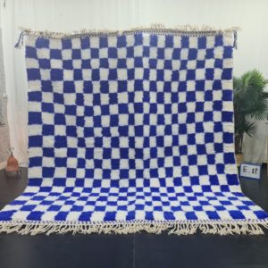 White And Royal Blue Rug