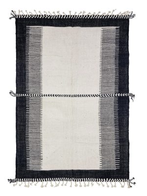 Black and white kilim rug