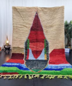 White And Red Wool Rug