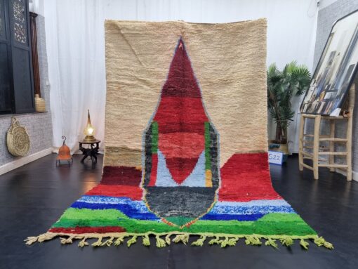 White And Red Wool Rug