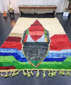 White And Red Wool Rug