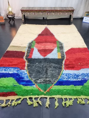 White And Red Wool Rug