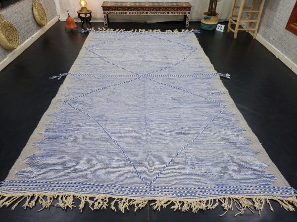 Blue And Light Gray Wool Rug
