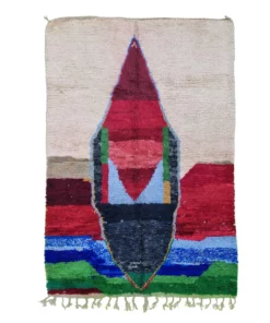 White And Red Wool Rug