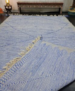 Blue And Light Gray Wool Rug