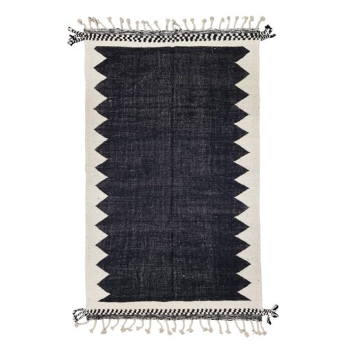 Black Geometric Handmade Rug