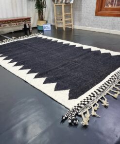 Black Geometric Handmade Rug