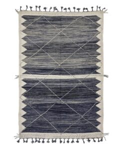 MAHA – Black and Blue Rug - Handmade Kilim Flat Geometric Rug