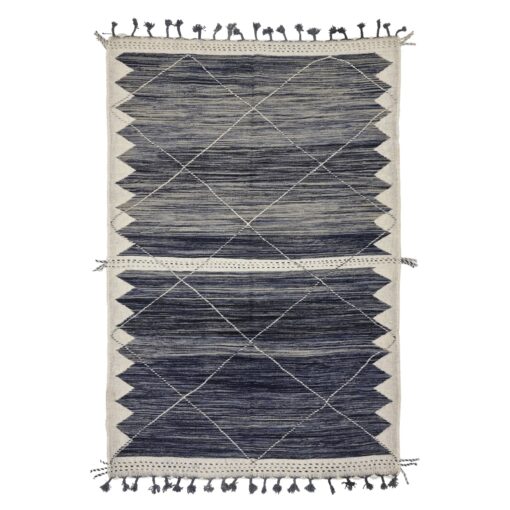 MAHA – Black and Blue Rug - Handmade Kilim Flat Geometric Rug