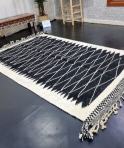 Geometric Black Wool Rug
