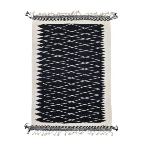 Geometric Black Wool Rug