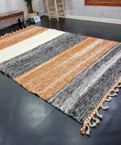 Orange And Black Striped Rug