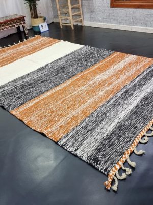 Orange And Black Striped Rug