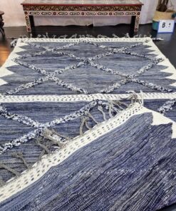 Steel Blue Geometric Rug