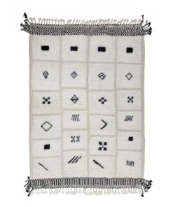 White And Black Abstract Rug