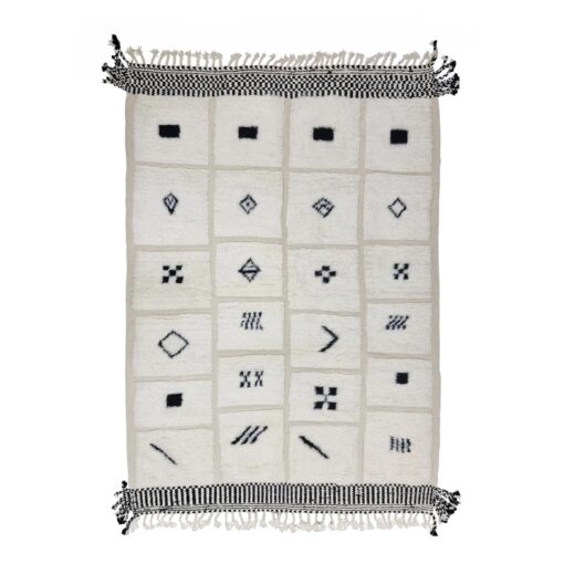 White And Black Abstract Rug