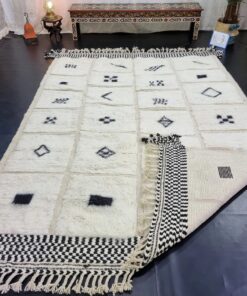 White And Black Abstract Rug