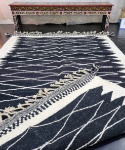Geometric Black Wool Rug