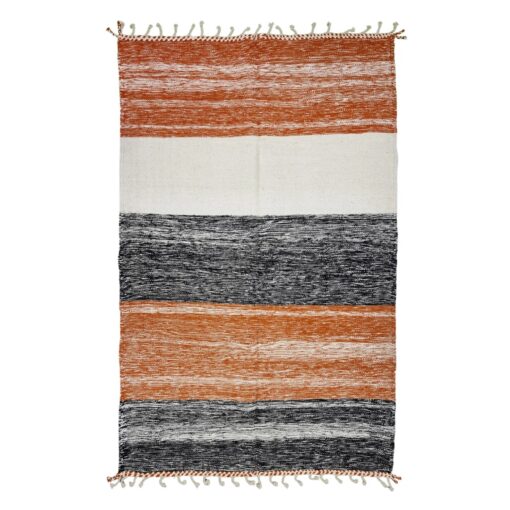 Orange And Black Striped Rug