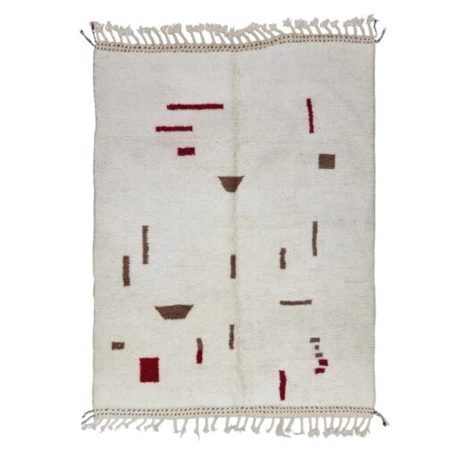 White And Red Abstract Rug