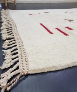 White And Red Abstract Rug