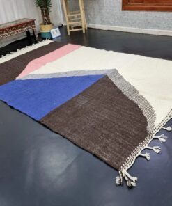 Blue and Black Geometric Rug