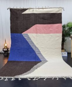 Blue and Black Geometric Rug