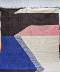 Blue and Black Geometric Rug