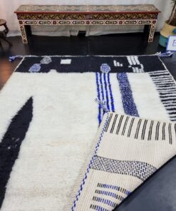Blue And Black Abstract Rug
