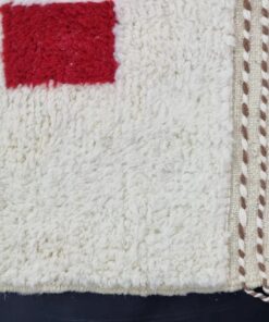White And Red Abstract Rug