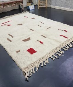 White And Red Abstract Rug