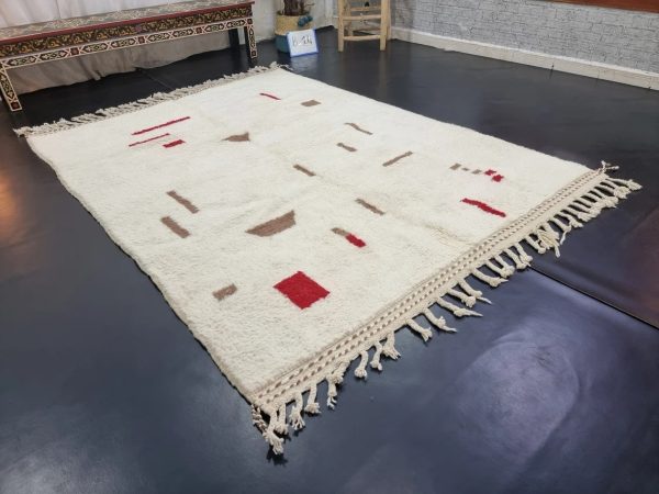 White And Red Abstract Rug