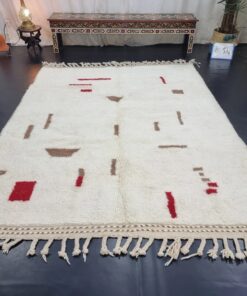 White And Red Abstract Rug