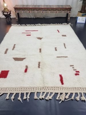 White And Red Abstract Rug