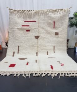White And Red Abstract Rug
