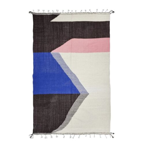 Blue and Black Geometric Rug