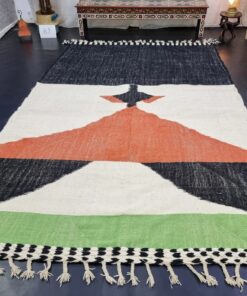 Black and Orange Abstract Rug